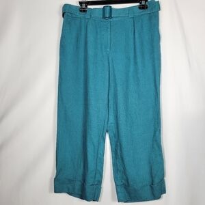 Rafaella 100% Linen Women's Aqua Blue Pants in a Size 10